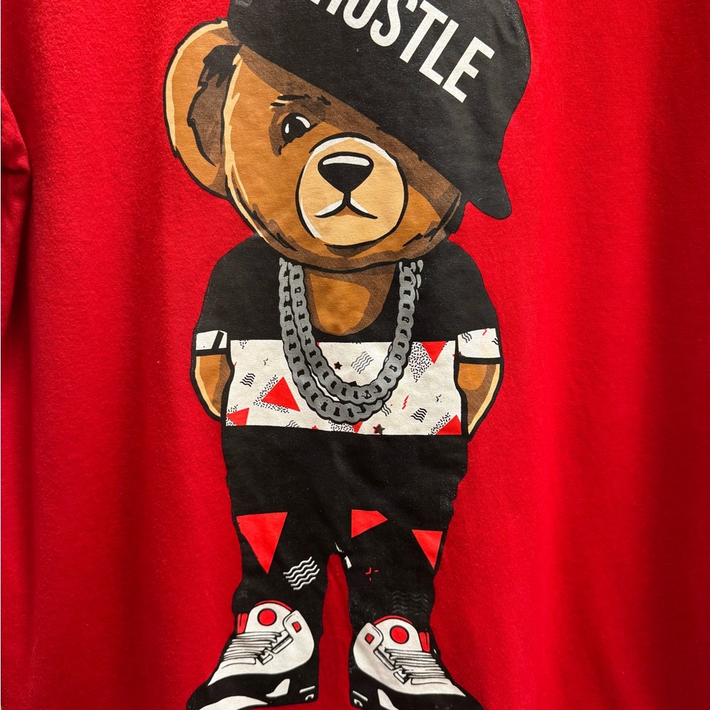 Hustle Bear Graphic Short Sleeve Tee - Red - Picture 3 of 7